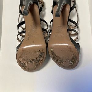 Versace black patent leather strappy sandal